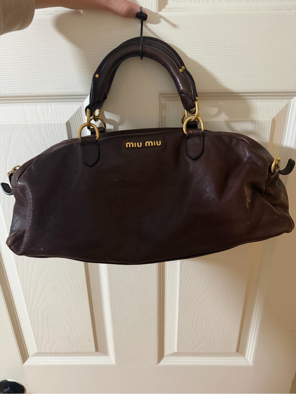 Miu Miu Burgundy Leather Vintage Boston Bag